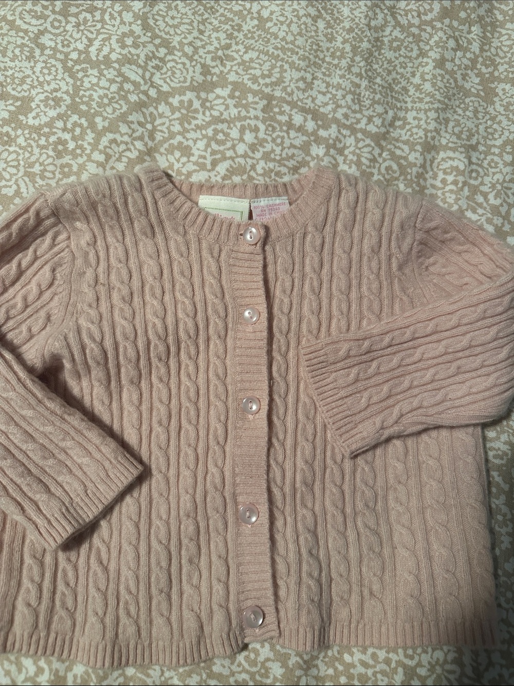 Baby Girls 12M cashmere Cable-Knit Button Cardigan Sweater - Blush Pink
